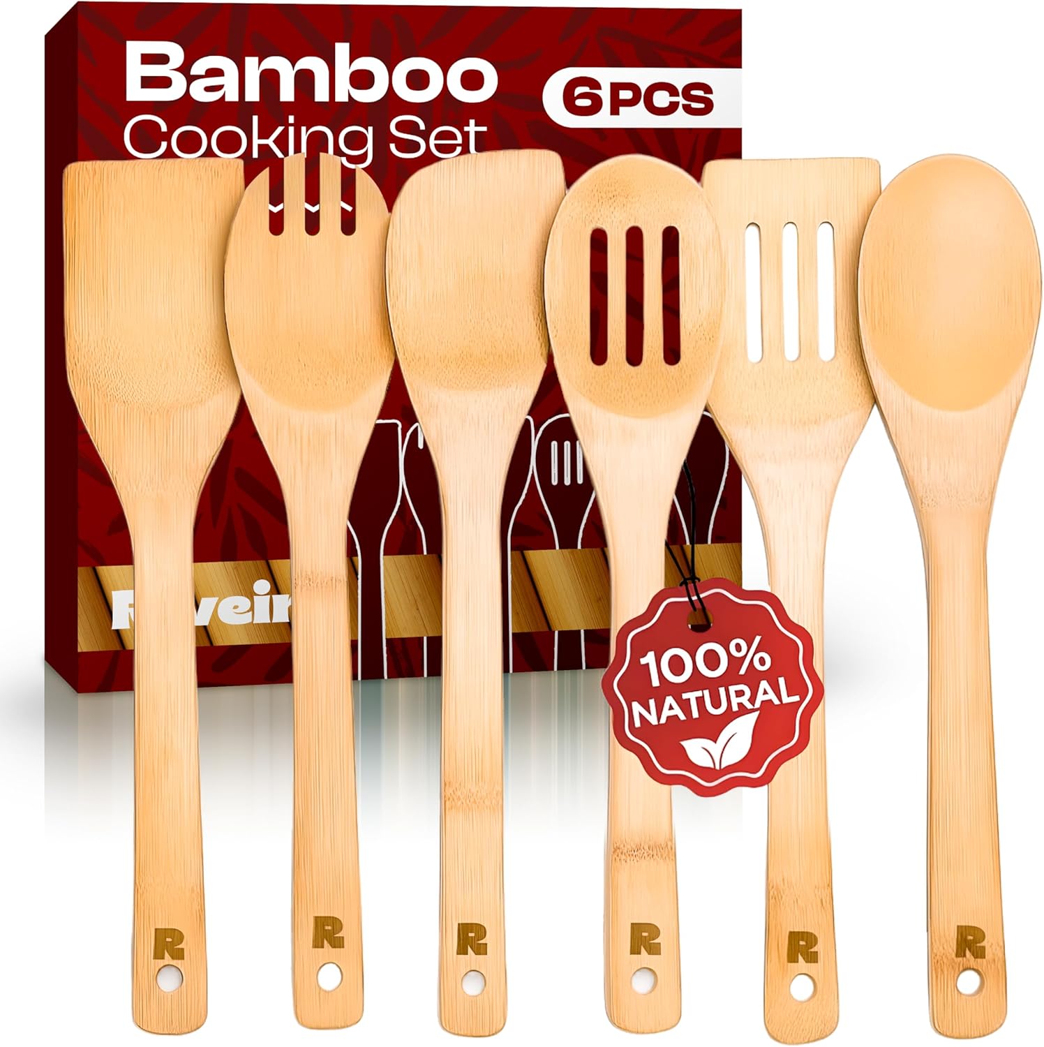 Bamboo Cooking Spoons 6-Piece Set, Wooden Kitchen Utensils With Spoons & Spatulas, Durable Cooking Tools For Home & Kitchen - View 3