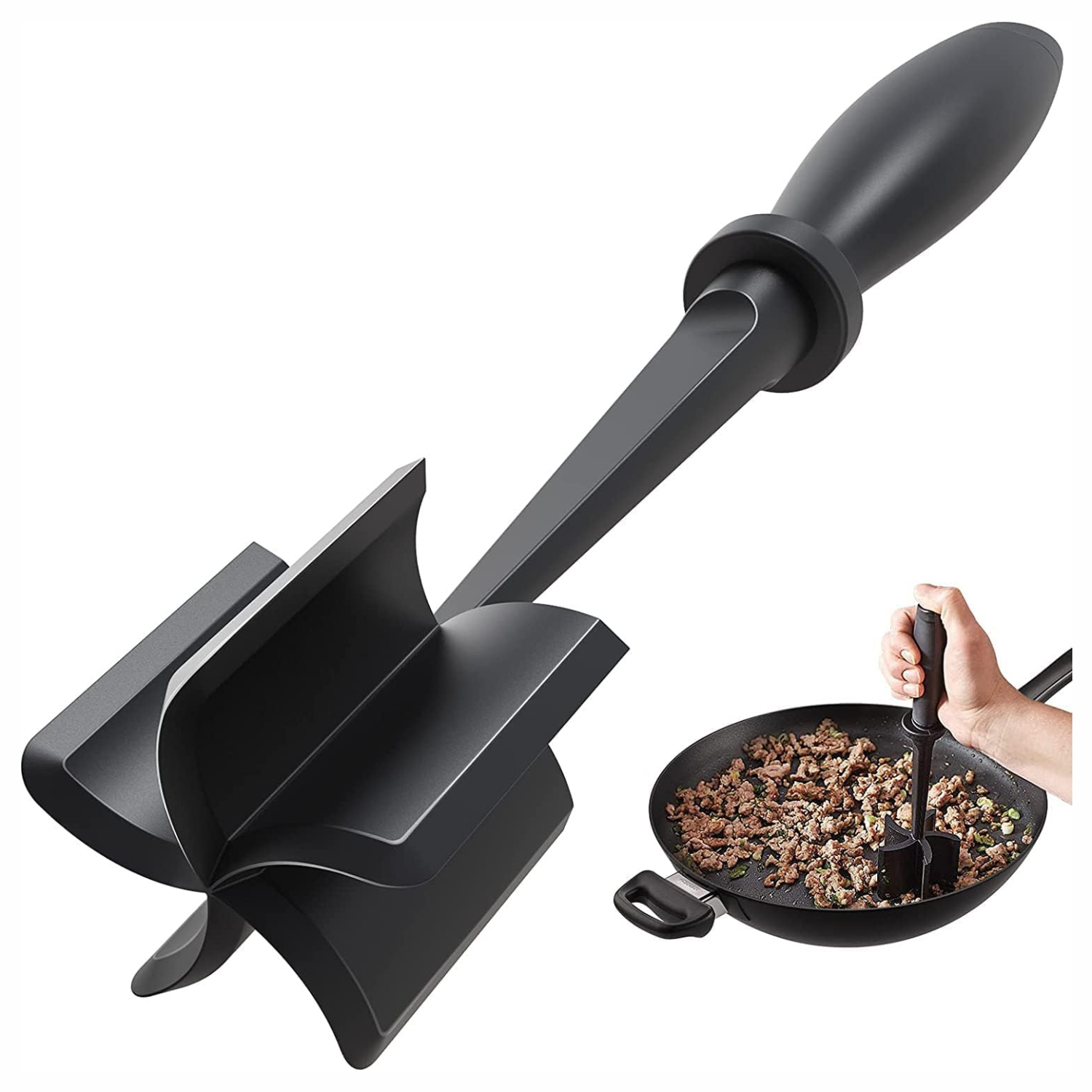 Meat Chopper Hamburger Grinder, Kitchen Smasher For Ground Beef, Manual Meat Masher Tool For Burgers, Sausage & Cooking