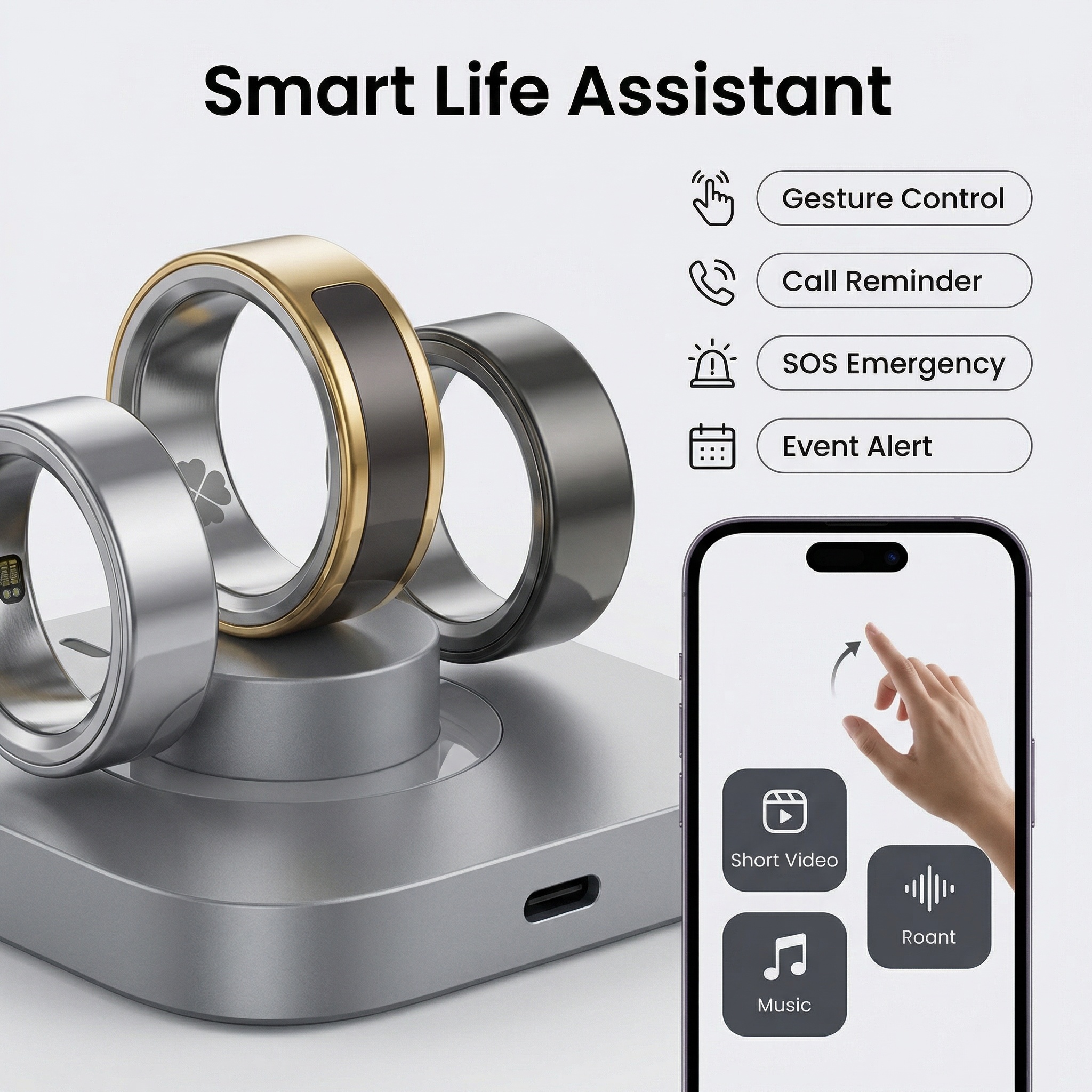Smart Ring Health Tracker Fitness Ring Heart Rate Blood Oxygen Sleep Monitor Smart Ring For Men Women - View 2