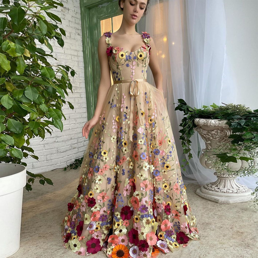 Sevintage Exquisite 3D Flowers Prom Dresses Sweetheart - View 5