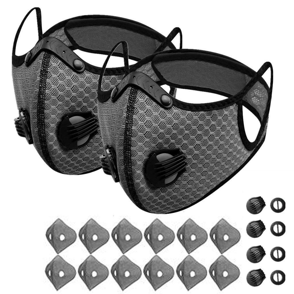 Sport Cycling Face Mask With Active Carbon Filter Breathing Valves Washable - View 5