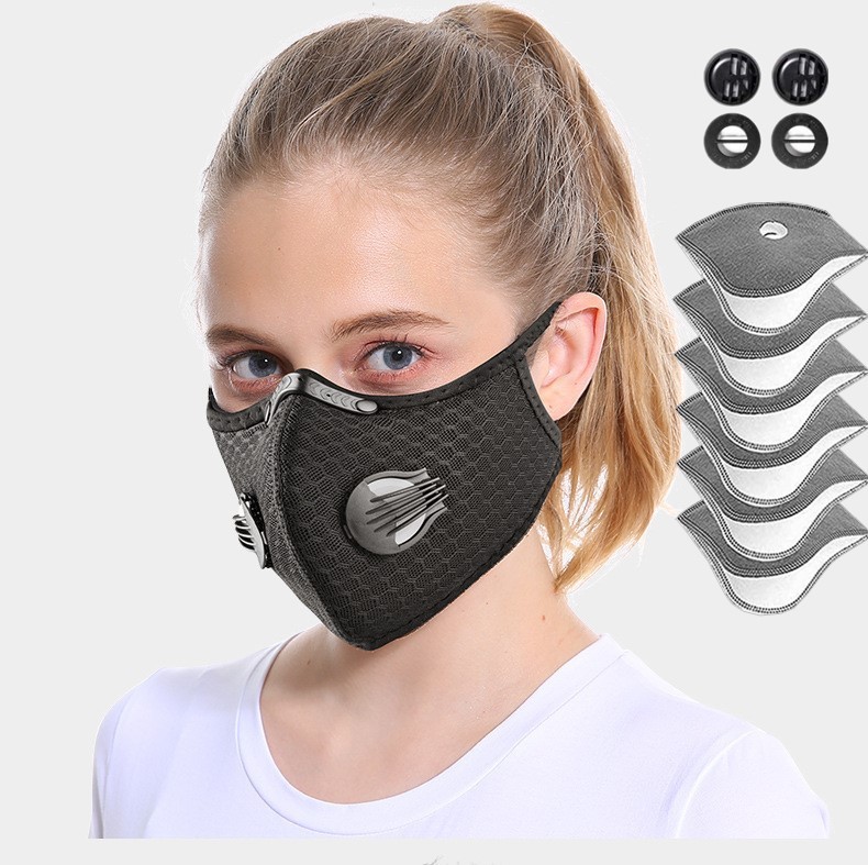 Sport Mask Cycling Face Mask Activated Carbon Filter Breathing Valves With Filter - View 3