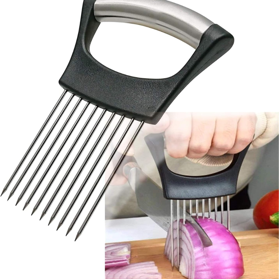 Stainless Steel Onion Holder For Slicing, Onion Slicer Guide, Kitchen Cutting Gadget For Safe Vegetable Slicing & Food Preparation - View 2