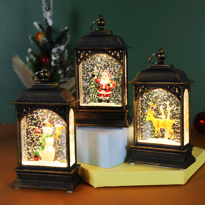 Christmas Decoration Luminous Water Injection Flat Storm Lantern Desktop Decoration - View 4