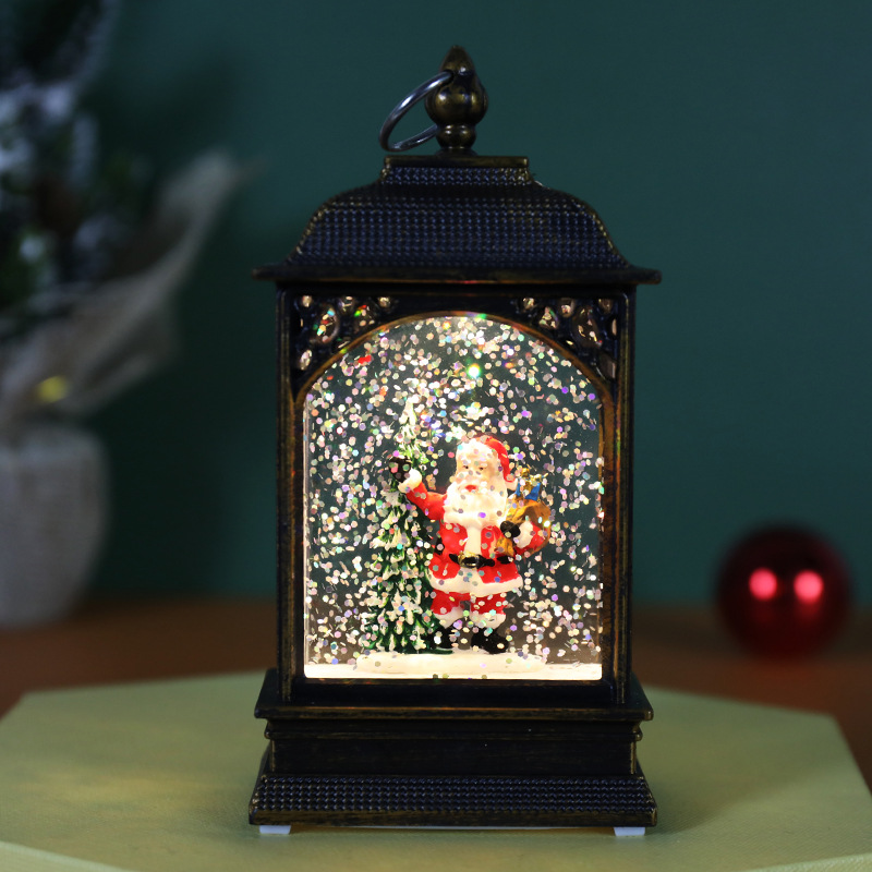 Christmas Decoration Luminous Water Injection Flat Storm Lantern Desktop Decoration - View 7
